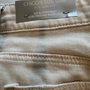 Chico’s so slimming girlfriend lightly distressed ankle jeans